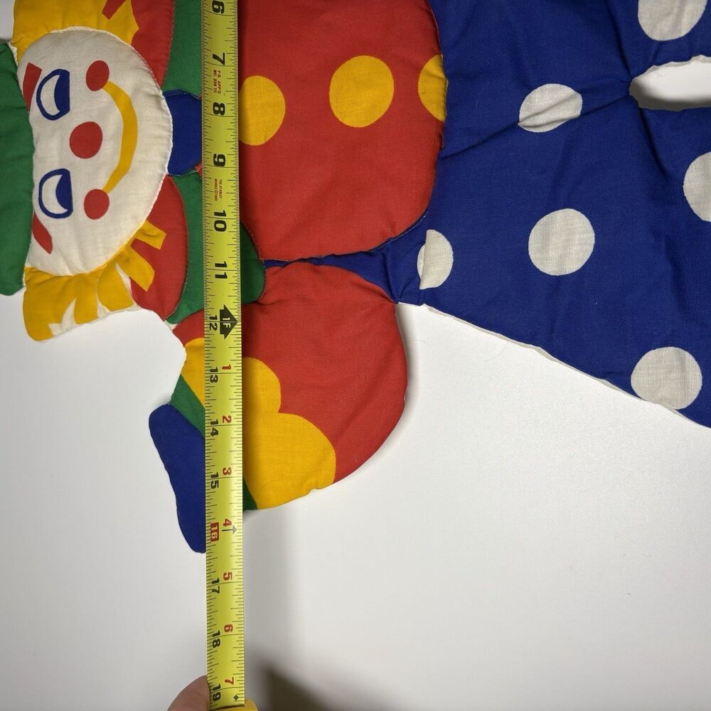Vintage Fabric Clown Padded Nursery Wall Decor 30” Colorful Circus - Picture 10 of 10